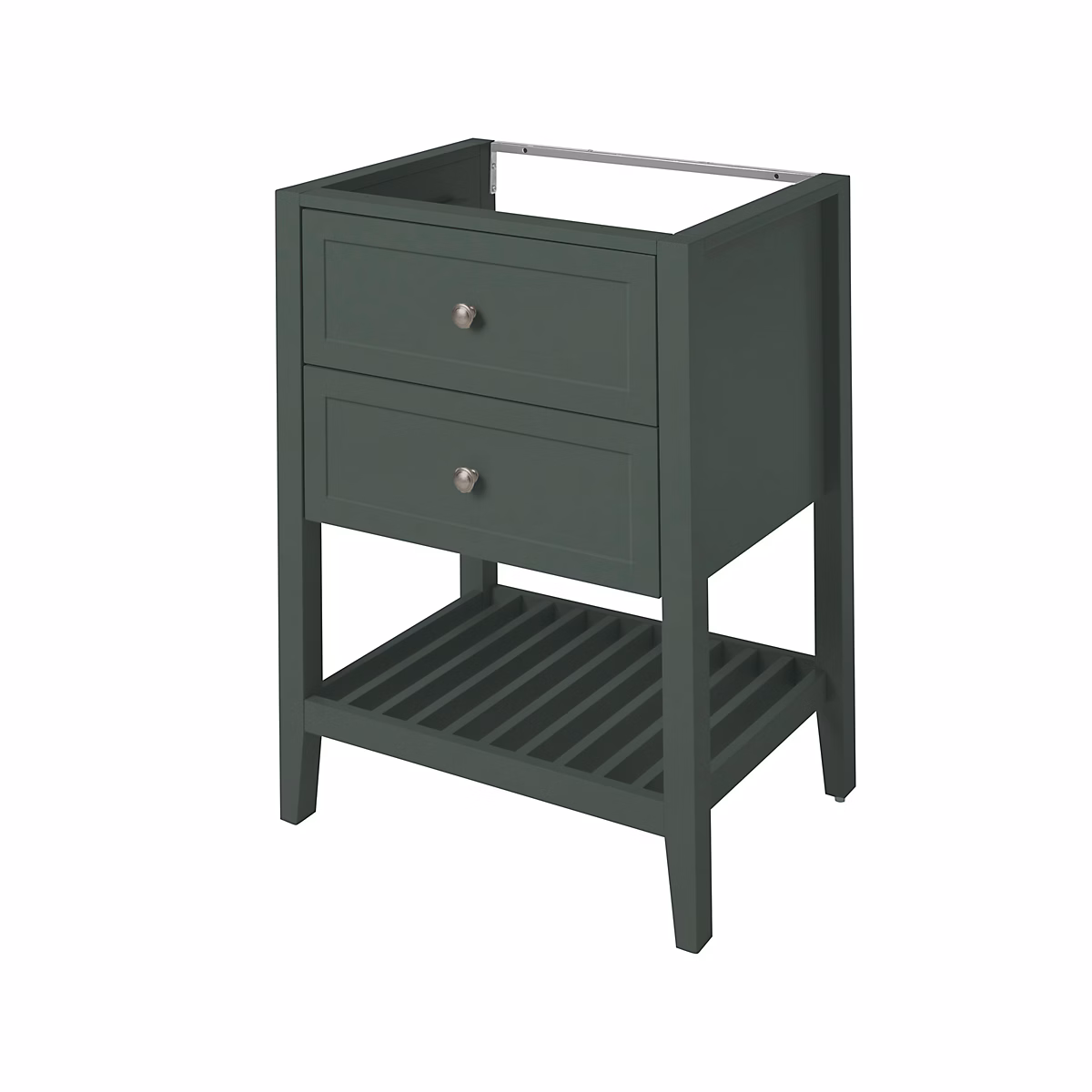 Meuble sous vasque à poser l.60 x H.80 – 6 x P.45 cm, vert mat, 2 tiroirs 1 niche, GoodHome Perma