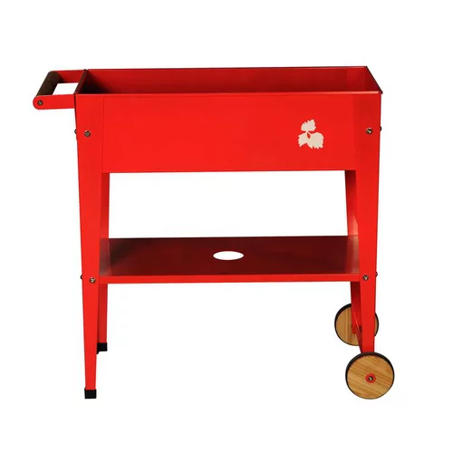 Confort dehors：Potager urbain à roulettes rouge L 75 x l 35 x H 80 cm