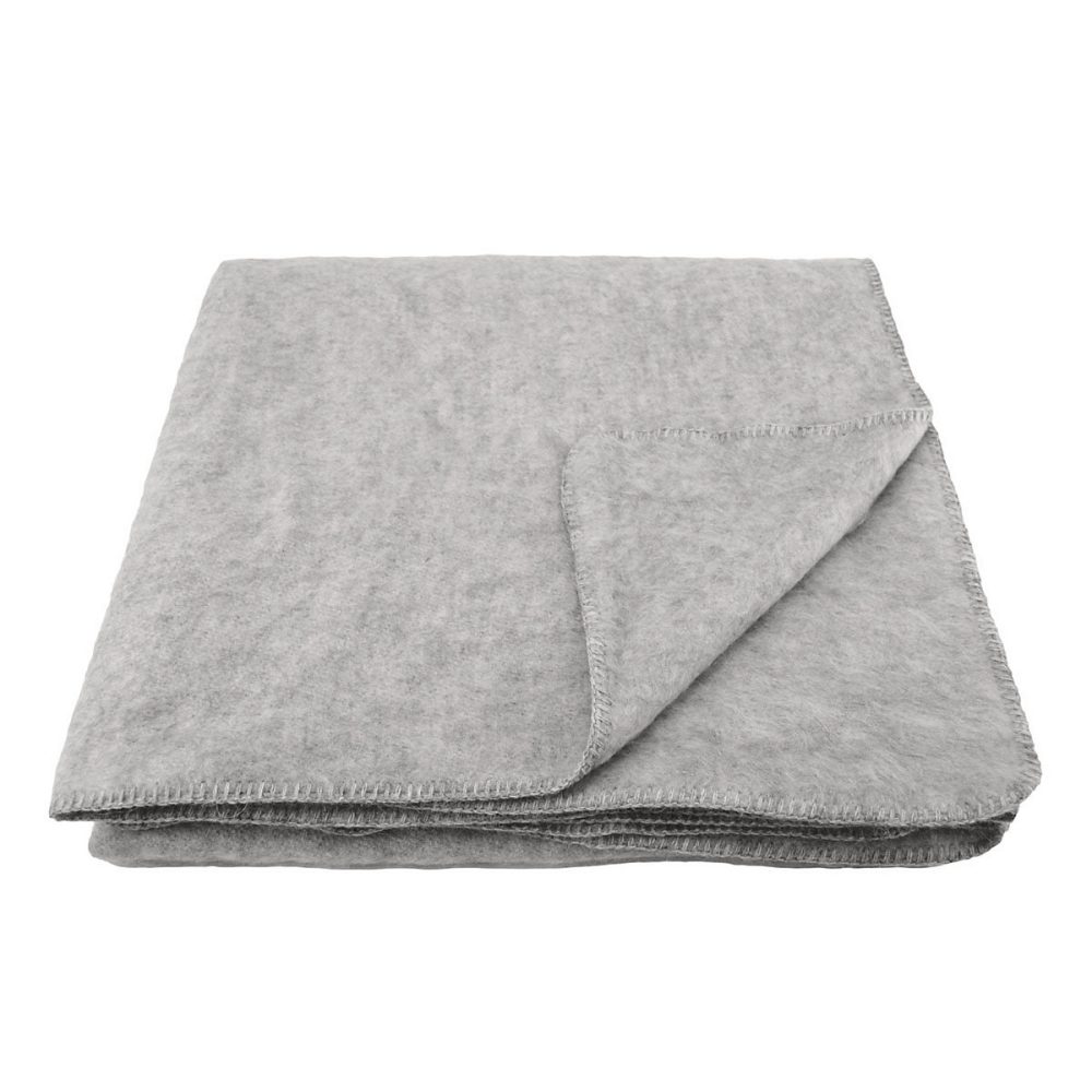 Couverture chaude laine et mohair (240 × 260 cm – Gris clair)
