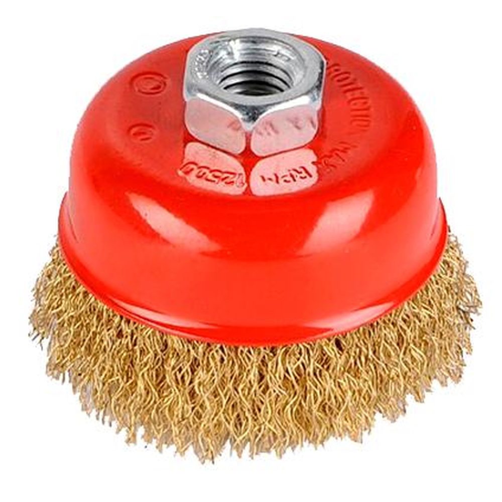 KREATOR Brosse métallique rotative laiton soucoupe Ø 75 mm pour meuleuse – 75 mm bois