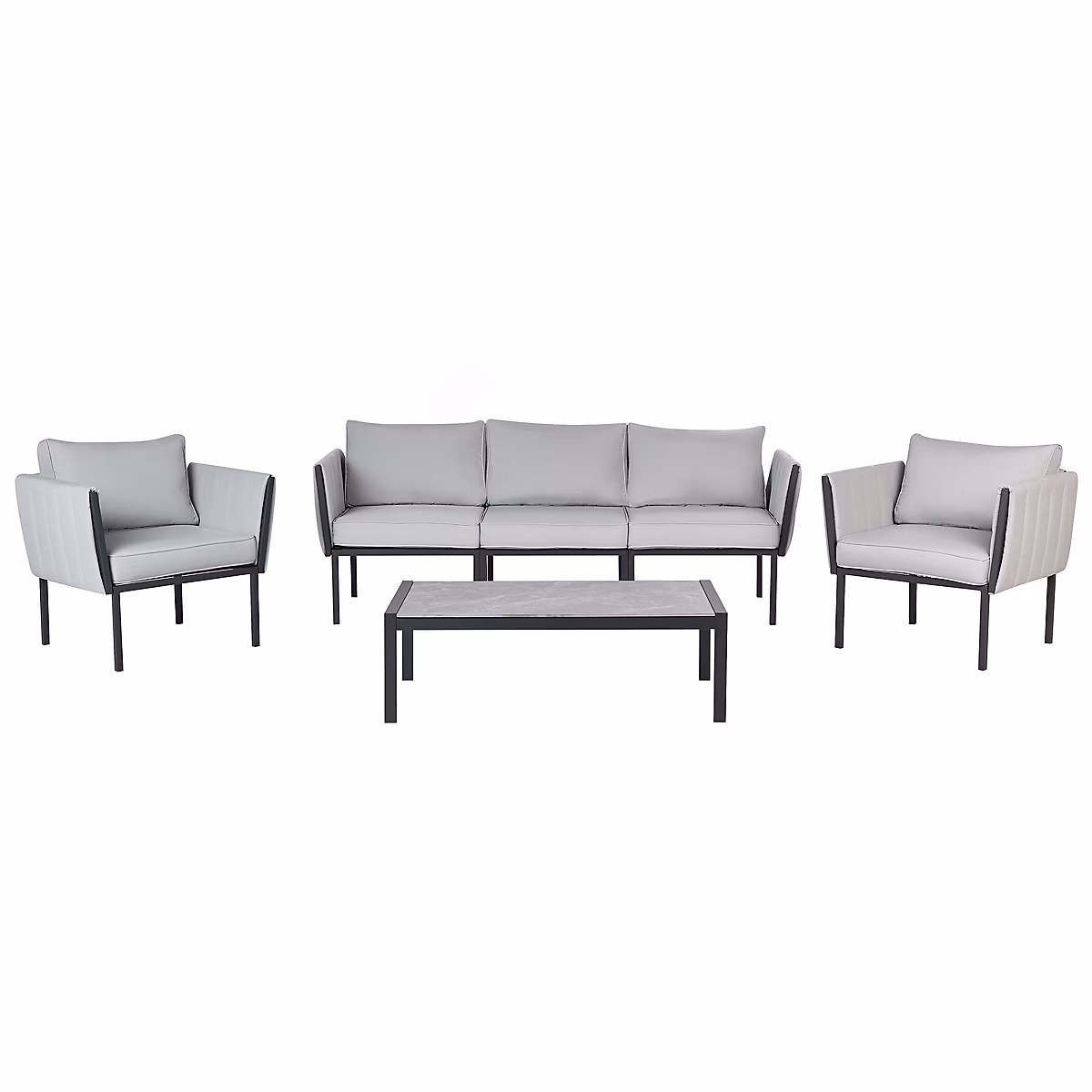 Ensemble de salon de jardin avec table 5 places SKALA Métal Gris clair – Réf. TSYQHWYRZ7537165375