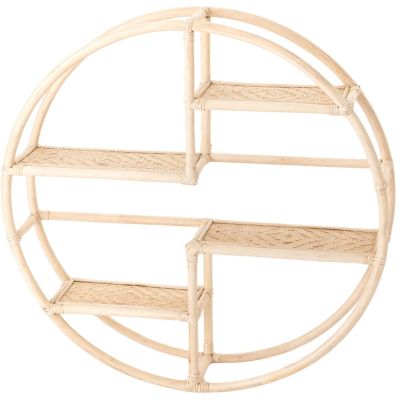 Etagère ronde en rotin et bambou (90 cm)
