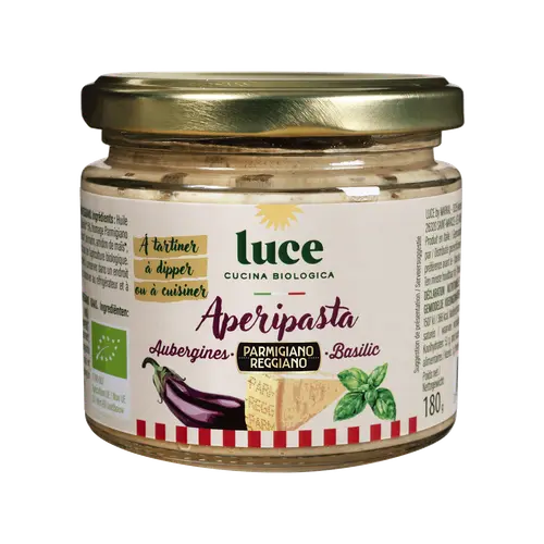 Idéal pour le jardin：Sauce bio Apéripasta aubergine basilic parmesan Luce - 180 g