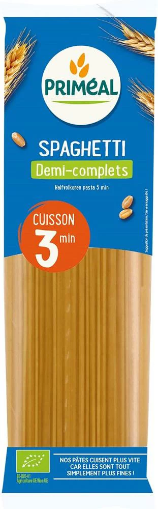 Pratique dehors：Spaghetti demi complet bio cuisson rapide en sachet de 500 g