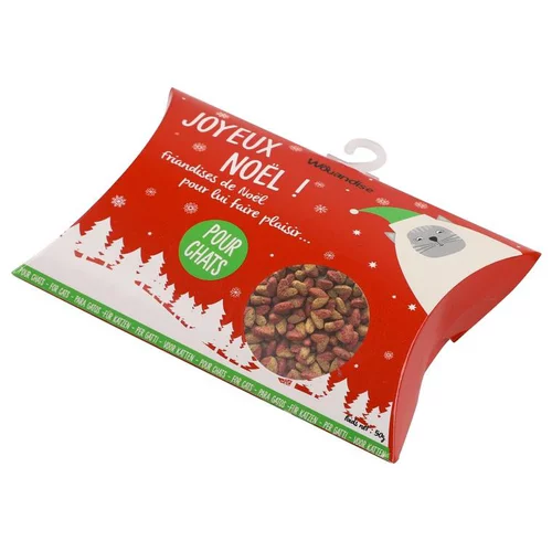 Jardin à découvrir：Pochette de friandises de Noël pour chat rouge Wouapy – 50 g