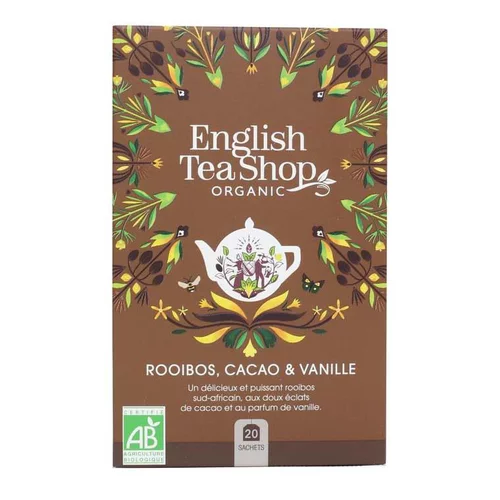 Pour vos projets extérieurs：Rooibos cacao et vanille bio English Tea Shop - 20 sachets