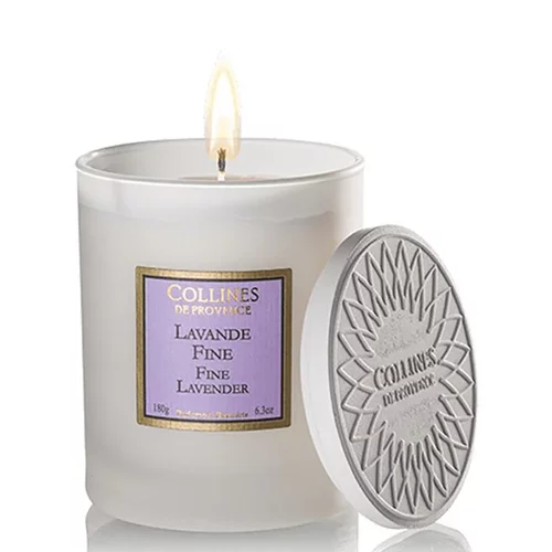 Jardin confort plus:Bougie parfumée blanche les Naturelles senteur lavande fine 180 g