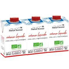 Jardin passion：Crème entière liquide stérilisée UHT 30% en brique tetra Natur’Avenir - 3 x 20 cl