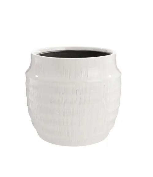 Pour vos projets extérieurs:Cache-pot Linea coloris blanc en céramique - 17 x 17 x 15,5 cm
