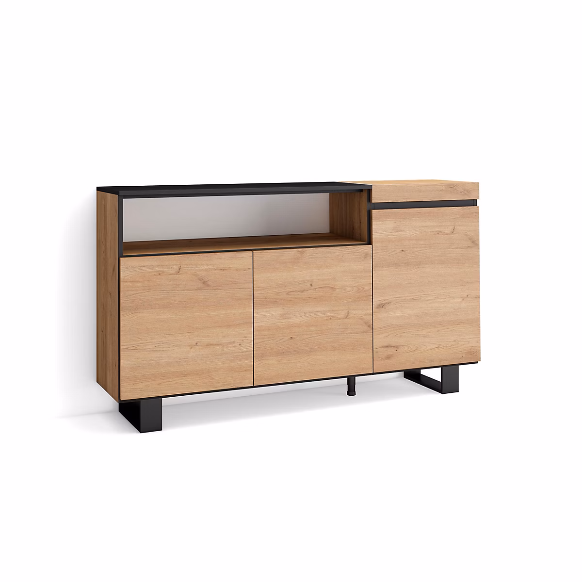Buffet 150 × 35 × 87cm couleur chêne et noir
