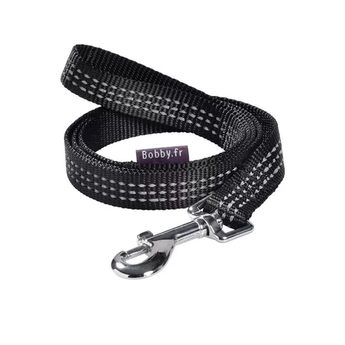 Pour tous jardins：Laisse pour chien coloris noir en nylon tressé Bobby Safe – Taille L