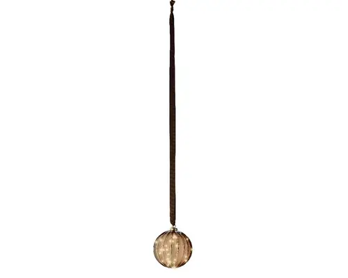 Choix pour le jardin：Boule en verre marron à micro LED blanc chaud - Ø 14 x H 30 cm