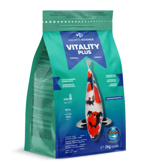 Maison et extérieur：Nourriture complète et nutritive pour koïs de minimum 15 cm de long Aquatic Science Vitality Plus - Taille M sac de 2 kg