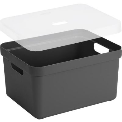 Boite de rangement avec couvercle transparent Sigma home Box 32 L (Gris)