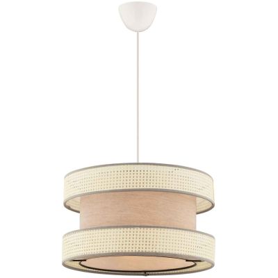 Suspension en coton et métal Halo (Blanc et beige)