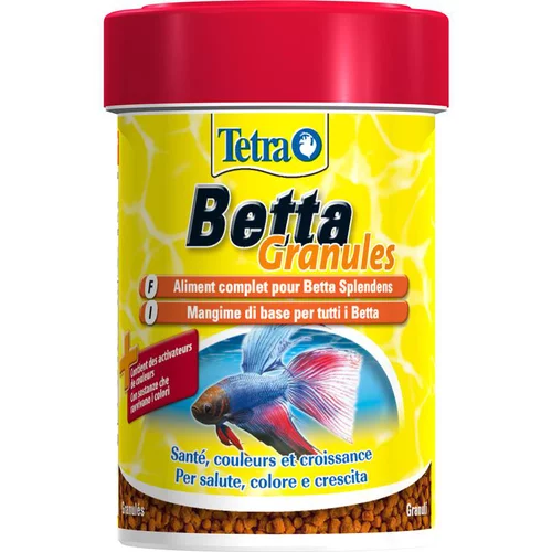 Pour aménager le jardin:Aliment pour poissons Tetra Betta en granules. La boite de 85 ml
