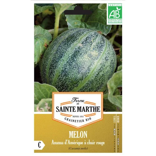 Malin pour le jardin:Graines de Melon Ananas d’Amérique à chair rouge bio Ferme de Sainte Marthe - graines à semer