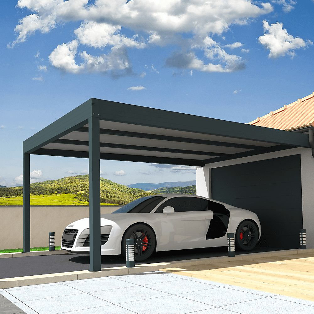 Carport isotoit MODERN Gris anthracite 5 – 02x3 | 00m (Kit LED 3 cotés)