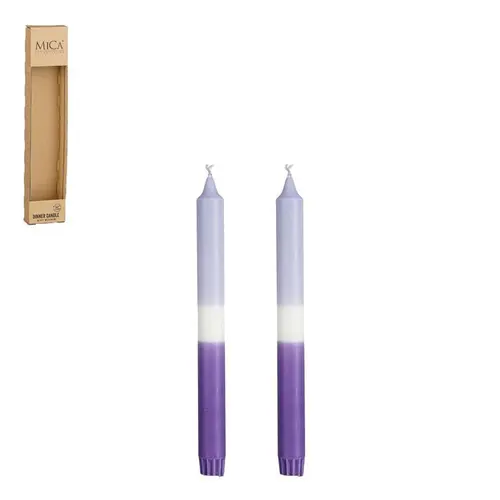 Jardin déco:Ensemble de 2 bougies flambeau dipdye bleu clair - Ø 2,2 x H 25 cm
