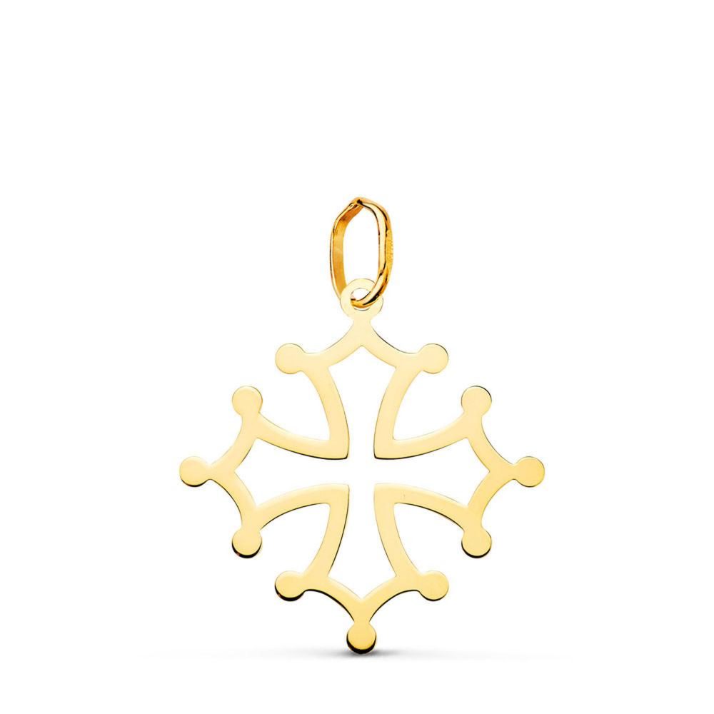 L'ATELIER D'AZUR Pendentif Médaille Or 18 Carats 750 Jaune - Croix Occitane - Chaines Offertes – Matériel de jardin