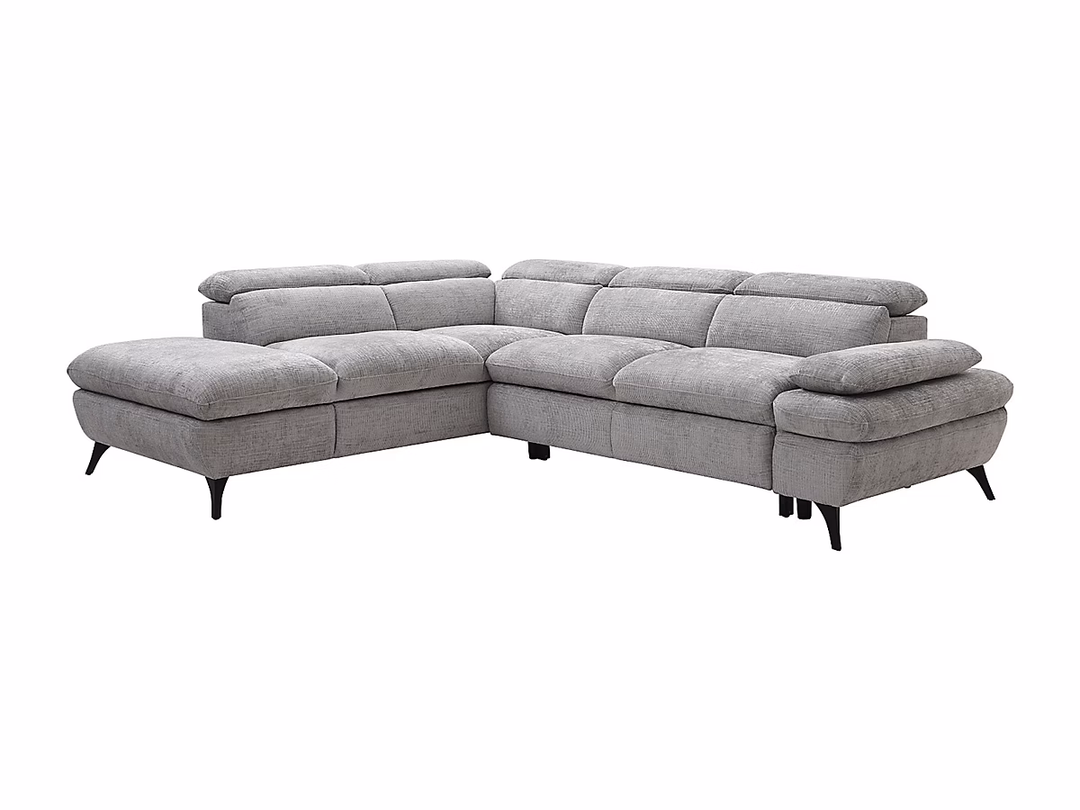 Canapé convertible – Canapé d'angle gauche convertible avec dossier méridienne en tissu texturé gris SURDELI