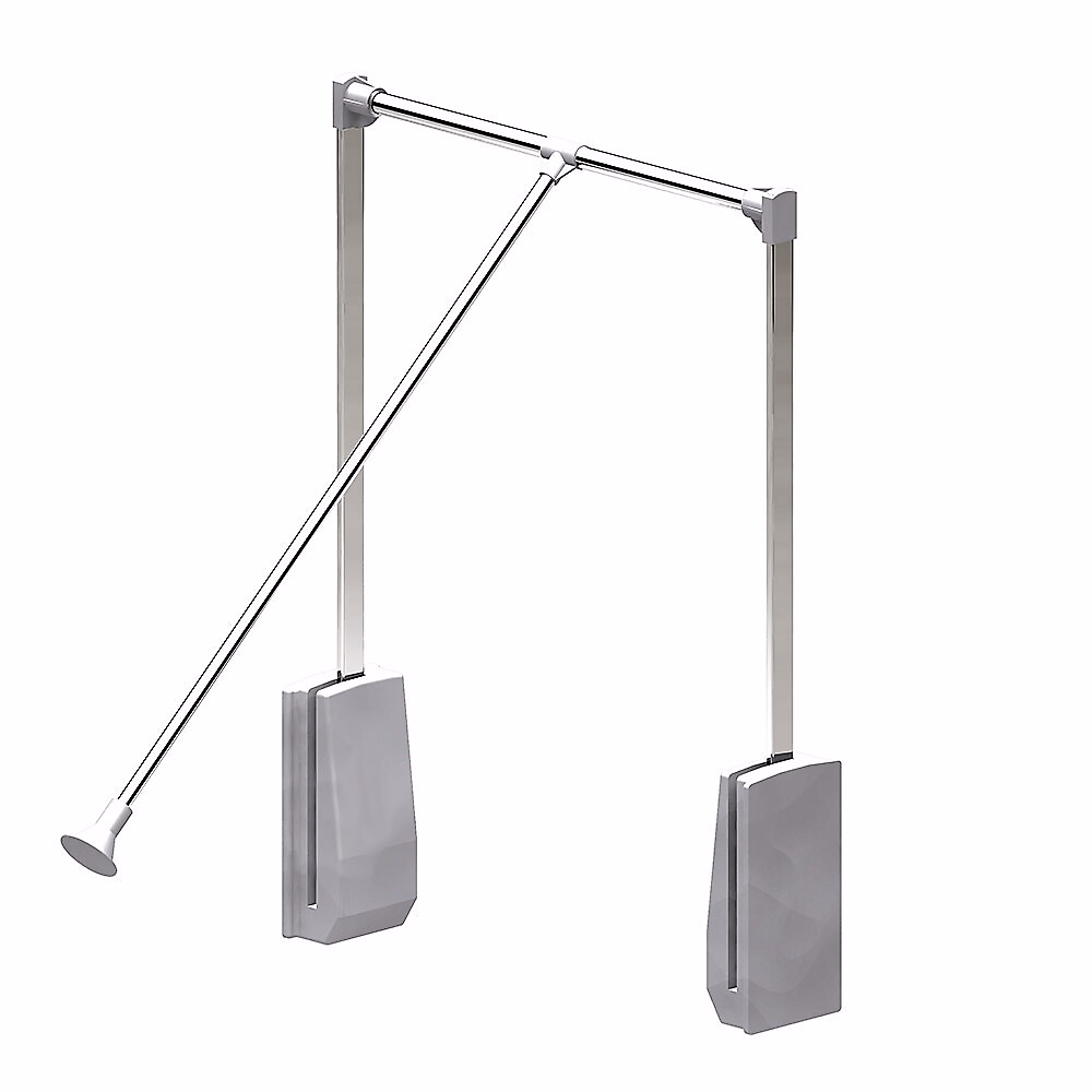 Elévateur de penderie escamotable en acier – boîtier argent, largeur dressing 540-690 mm