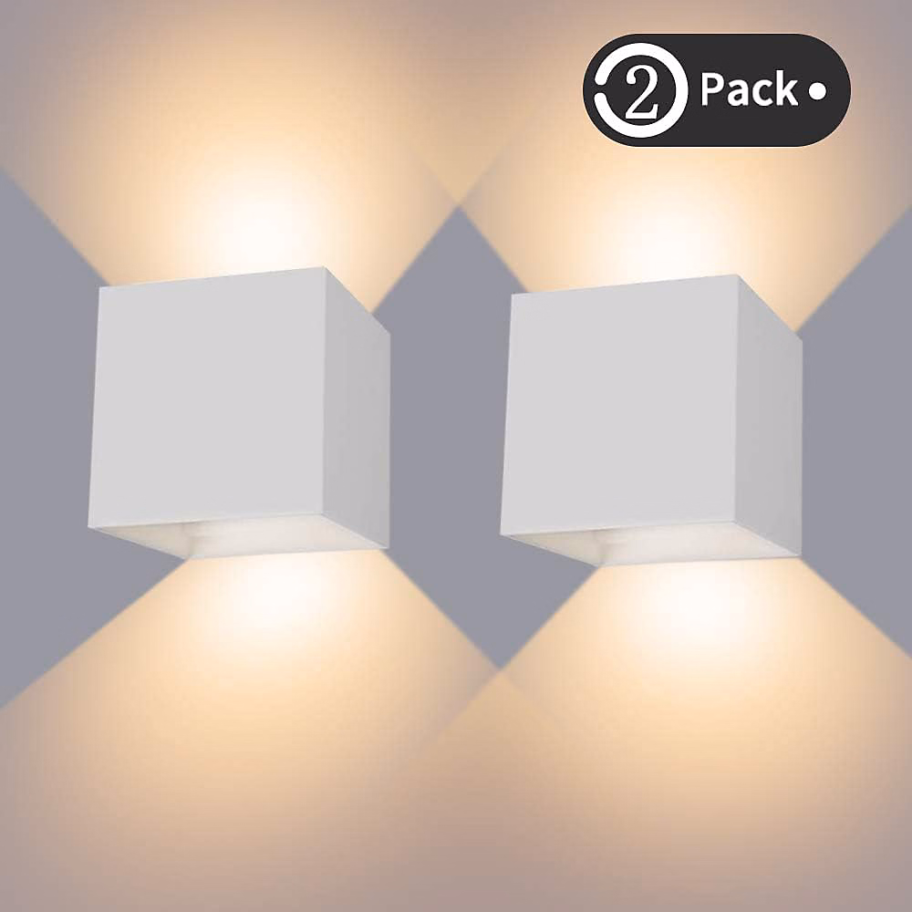 Luminaire et éclairage intérieur – 12W Applique Murale InterieurExterieur Lampe Murale LED Etanche IP65 3000K Blanc Chaud Chemin Lot de 2Blanc