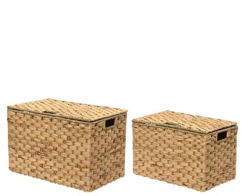 Une idée maline pour le jardin:Coffre de rangement en osier naturel petit modèle - 31 x 50 x 32 cm