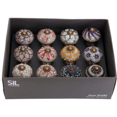 Boutons de porte en céramique colorés (Lot de 6)