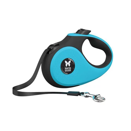 Bien dehors：Laisse sangle rétractable turquoise pour chien 5 m