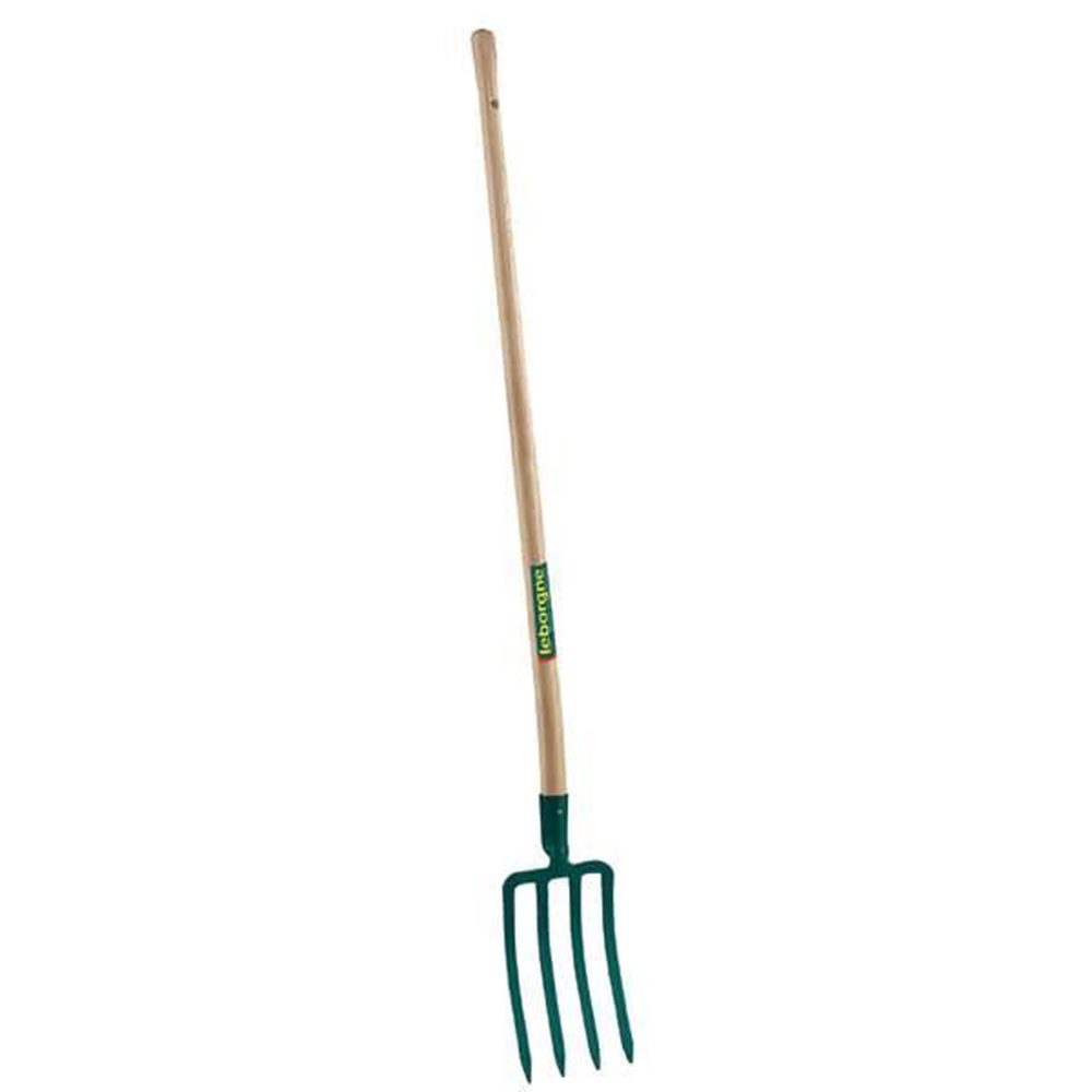 Leborgne Fourche à bêcher dame douille - 25 cm - manche pomme en bois certifié PEFC 100% – Outillage de jardin