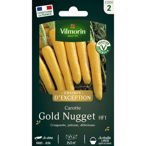 Pour vos projets extérieurs：Sachet de semences potagères graines de carotte Goldnugget HF1 Graines d'Exception