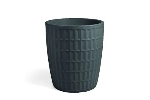 Pour faciliter la vie dehors:Pot rond en plastique coloris anthracite Veca Tyle - Ø 50 cm
