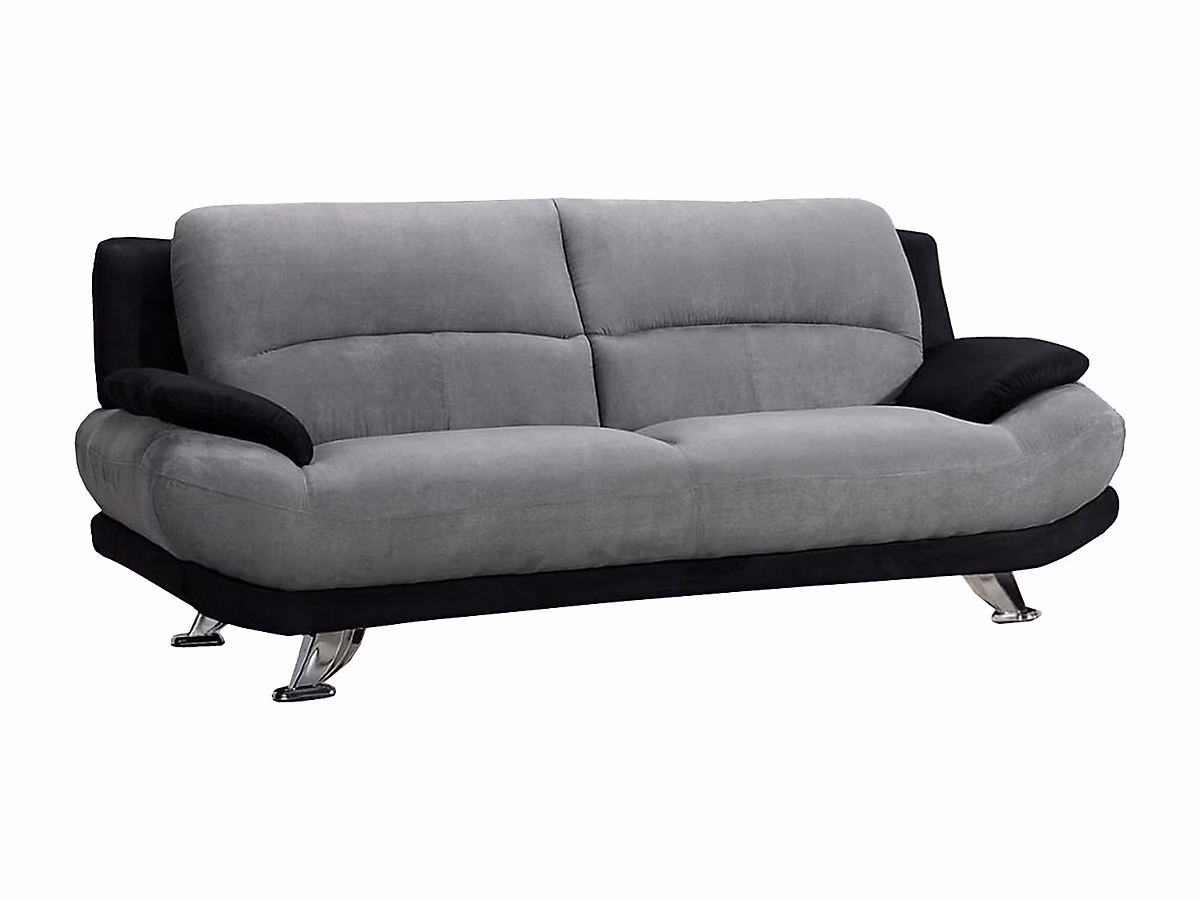 Canapé 3 places en microfibre MUSKO – Bicolore gris et noir
