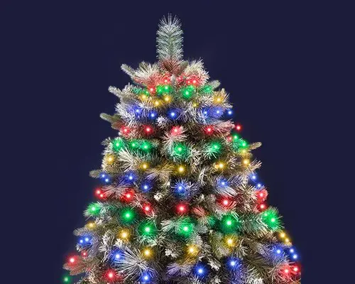 Confort dehors：Robe de sapin lumineuse à 432 micro-LED multicolore sur câble noir intérieur/extérieur - 1,80 m