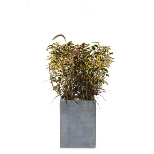 Style jardin:Pot carré mi-haut Stream coloris anthracite 37x37x50 cm