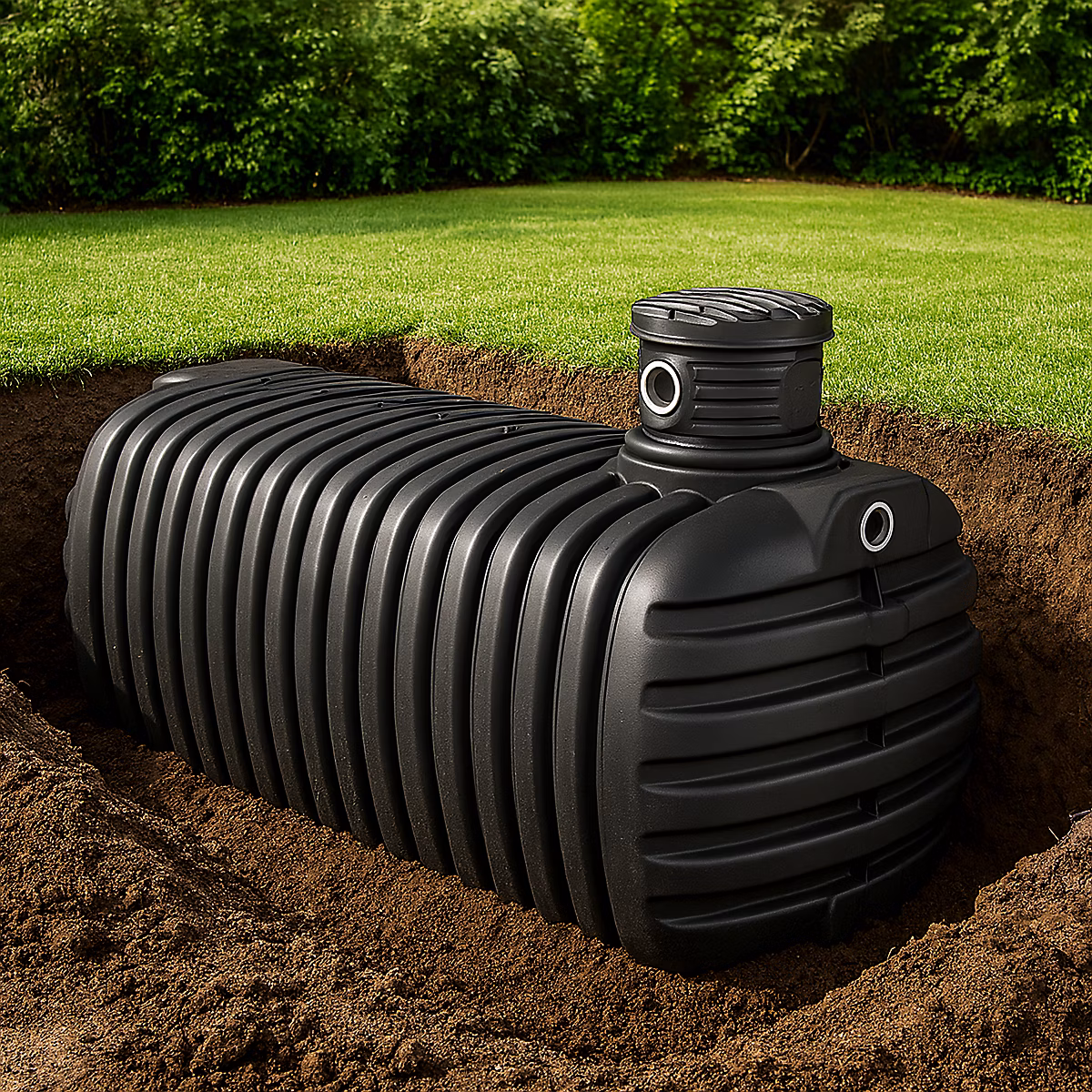 Cuve de récupération d'eau à enterrer 4100 L – noir, 4rain