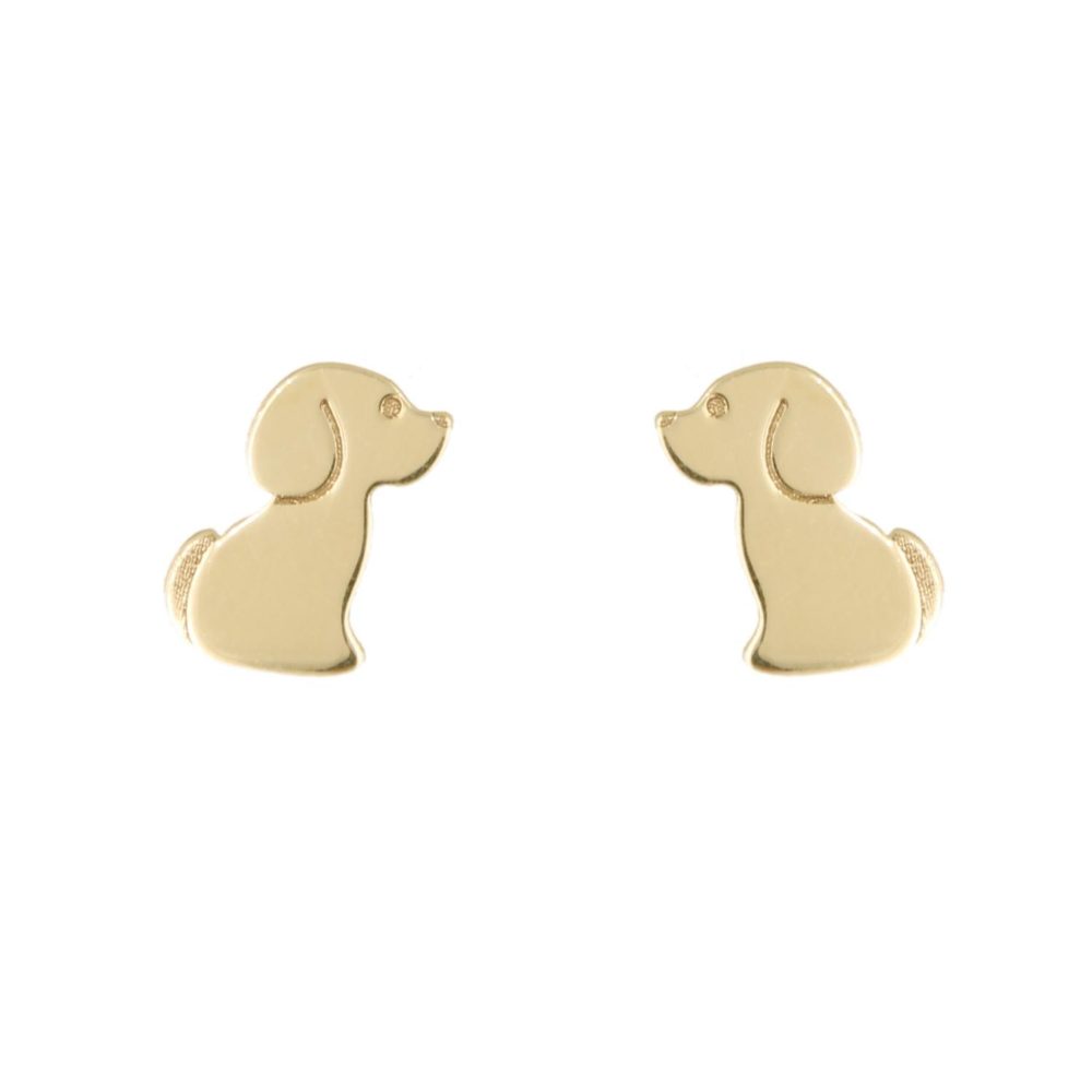 L'ATELIER D'AZUR Boucles d'Oreilles Chiens - Or Jaune - Enfant