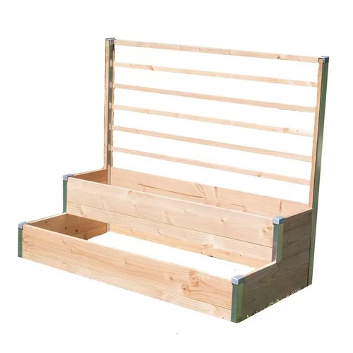 Esprit végétal：Bac de jardinage à 2 étages en bois avec treillis Mon Petit Potager gamme Design - 125 x 60 x 100 cm
