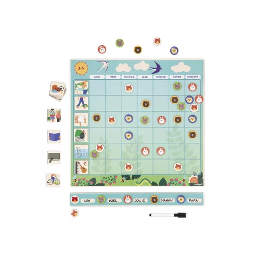 Utile jardin:Tableau d’organisation Janod Calendrier aimanté - dès 3 ans