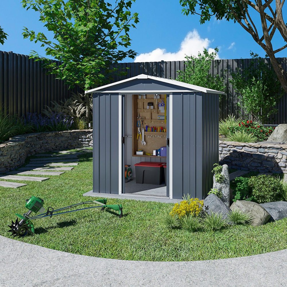 Abri de jardin métal gris anthracite 2 – 33 m2 Yardmaster + kit d'ancrage