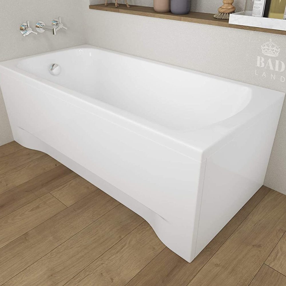 Baignoire rectangulaire 160 × 70 CLASSIC acrylique blanc + avec Tablier + Pieds + Vidage à chromé