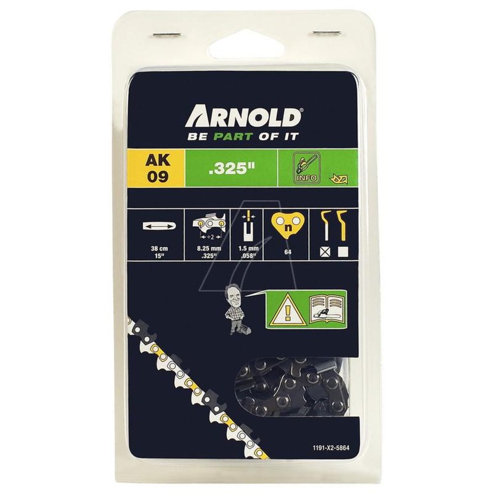 ARNOLD Chaîne de tronçonneuse 325 /1,5 mm - 64 maillons d'entraîneurs - gouges demi-rondes