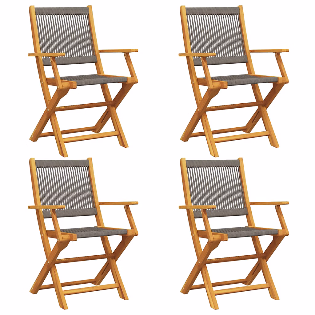 Salon et mobilier de jardin – Chaises pliantes 4 pièces en bois d'acacia massif gris vidaXL