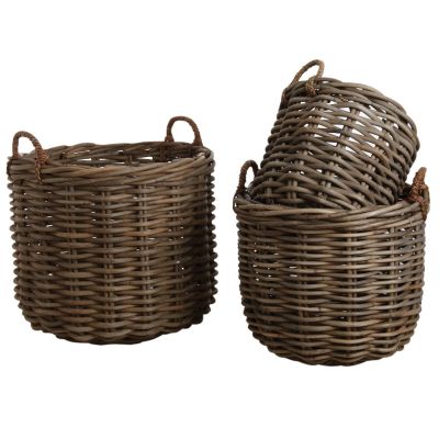 Cache-pot ronds en poelet gris (Lot de 3)