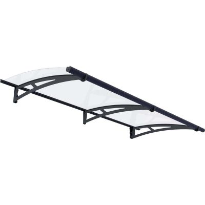 Marquise de porte en aluminim gris et polycarbonate transparent Aquila (205.5 x 91.5 cm)