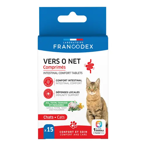 Choix jardin：Vermifuge pour chat et chaton Vers O Net - 15 comprimés