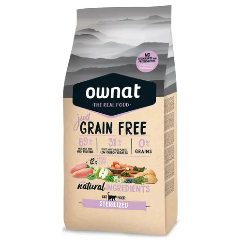 Pour améliorer votre jardin:Croquette pour chat adulte stérilisé Grain Free Jus Ownat - 8 kg