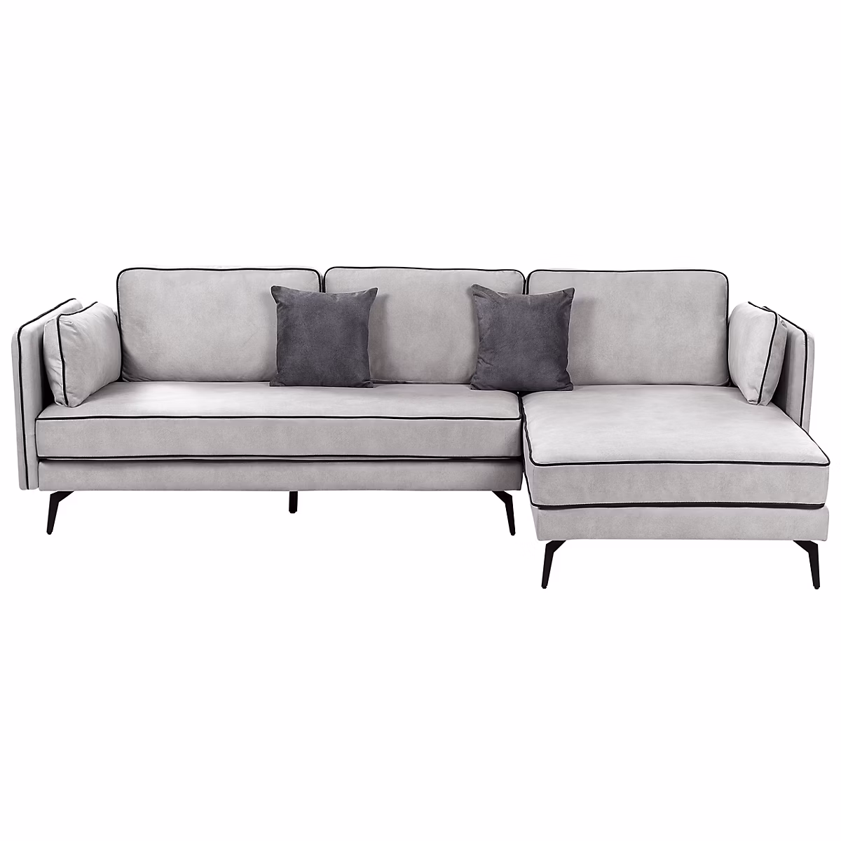 Canapé d'angle 3 places ALTAN Velours Gris clair Côté gauche – Réf. HZGFXYVFS7705459057