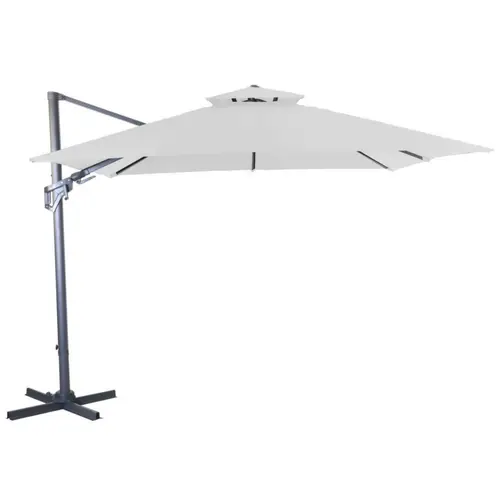 Jardin à aménager:Parasol déporté carré coloris écru - 300 x 300 cm